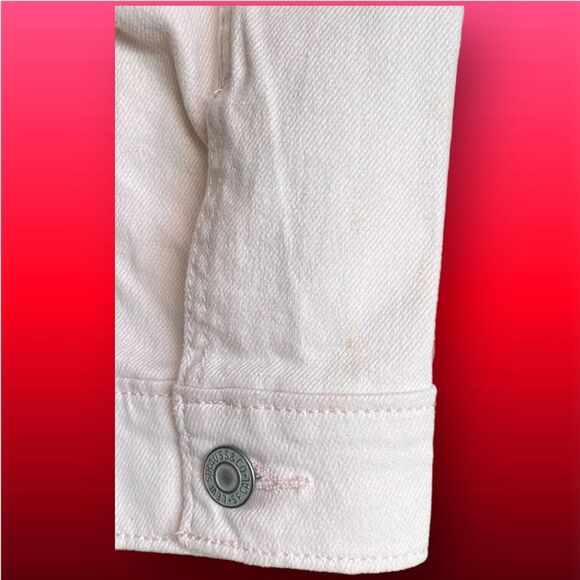 Levi's Size Medium M Pastel Soft Pink Denim Jean Jacket Ex-Boyfriend Trucker - Picture 4 of 8
